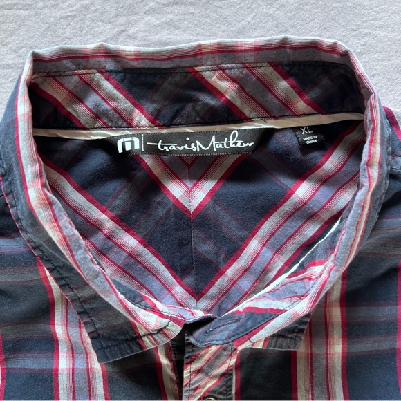 Travis Mathew Shirt Mens XL Plaid Short Sleeve Golf Casual Performance - Picture 2 of 10